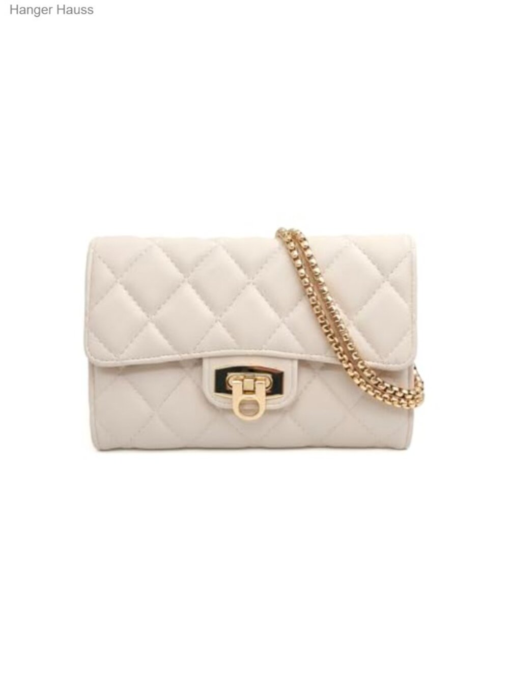 Quilted PU Leather Clutch Crossbody Bag Small Vegan Handbag Gold Chain